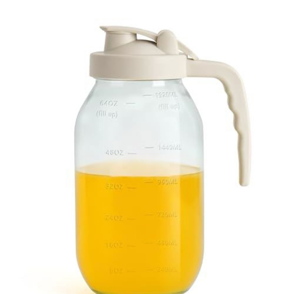2 quart glass Beverage Pitcher with filter lid airtight jug Cold Liquid Only!